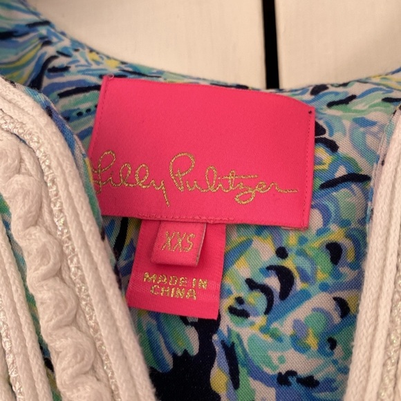 Lilly Pulitzer Madia Tunic Dress High Tide Navy Scuba Doo White Green Size XXS - Picture 12 of 17